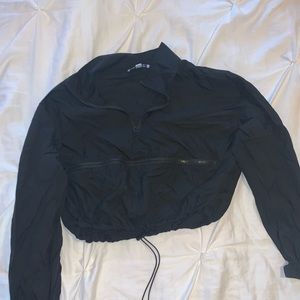 Black Cropped Windbreaker